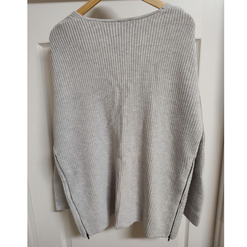 Cabi Womens Gray Ribbed Deep V Pullover Sweater Side Zippers Size Large #3531 - Picture 10 of 10
